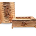 Dustbin and tissue box gold color